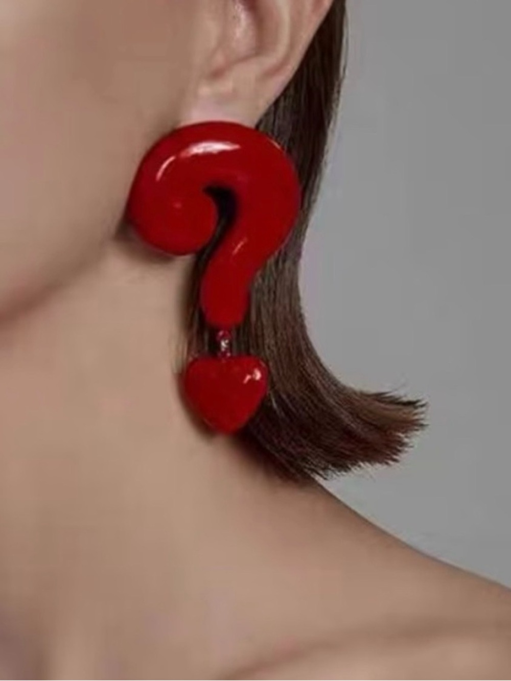 Unique Red Question Mark Earrings